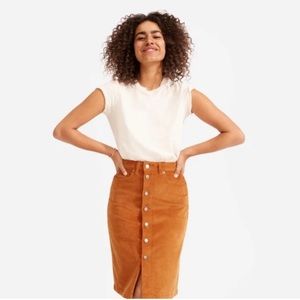 Everlane Button- Front Corduroy Skirt in Acorn
